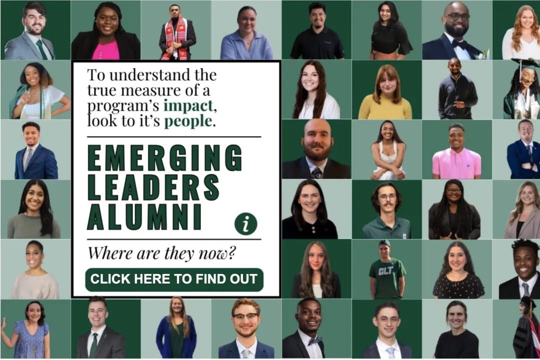 Emerging Leaders Alumni graphic with photos of multiple alums